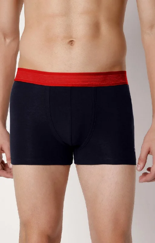 Soft - touch men's trunks for a gentle feelUnderjeans By Spykar Men Premium Navy Cotton Blend Trunk