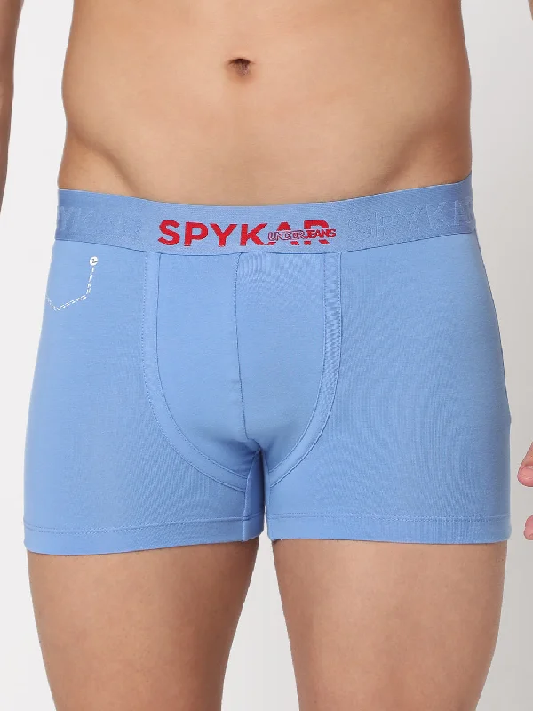 Soft - touch men's trunks for a gentle feelMen Premium Bright Blue Cotton Blend Trunk- Underjeans By Spykar