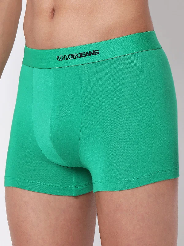 Athletic - grade men's trunks for sportsMen Premium Micromodal Green Trunk - Underjeans By Spykar