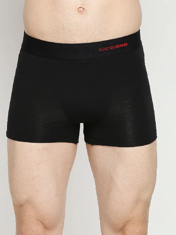 Mesh - back men's trunks for ventilationMen Premium Cotton Blend Black Trunk- Underjeans By Spykar