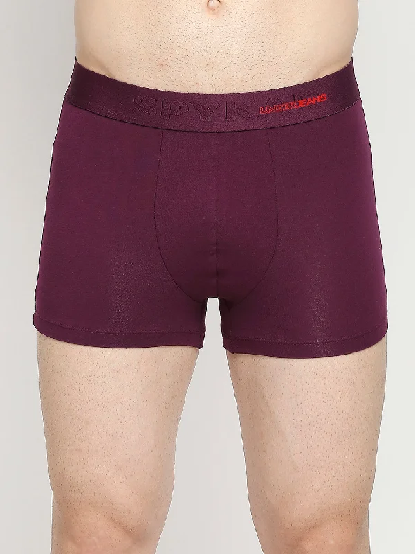 Men's trunks with a reinforced crotch areaMen Premium Cotton Blend Purple Trunk- Underjeans By Spykar