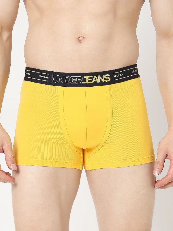 Stretch - lycra men's trunks for flexibilityUnderjeans by Spykar Men Premium Yellow Trunk