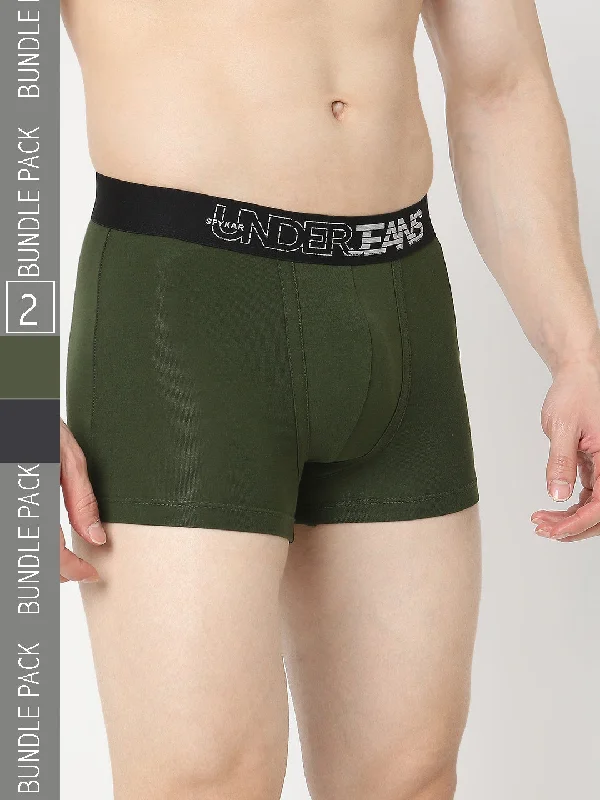 Mesh - back men's trunks for ventilationUnderjeans by Spykar Men Premium Pack of 2 Grey - Olive Trunk