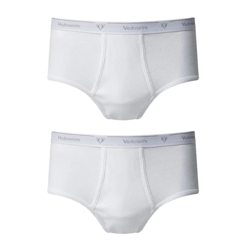 Slim - fit men's briefs for a modern styleVedoneire Classic Fly Front Briefs 2 Pack - White